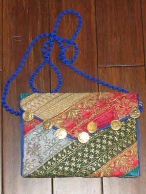 NWT Darn Good Yarn Coined Embroidered Clutch Bag with Shoulder Strap Option